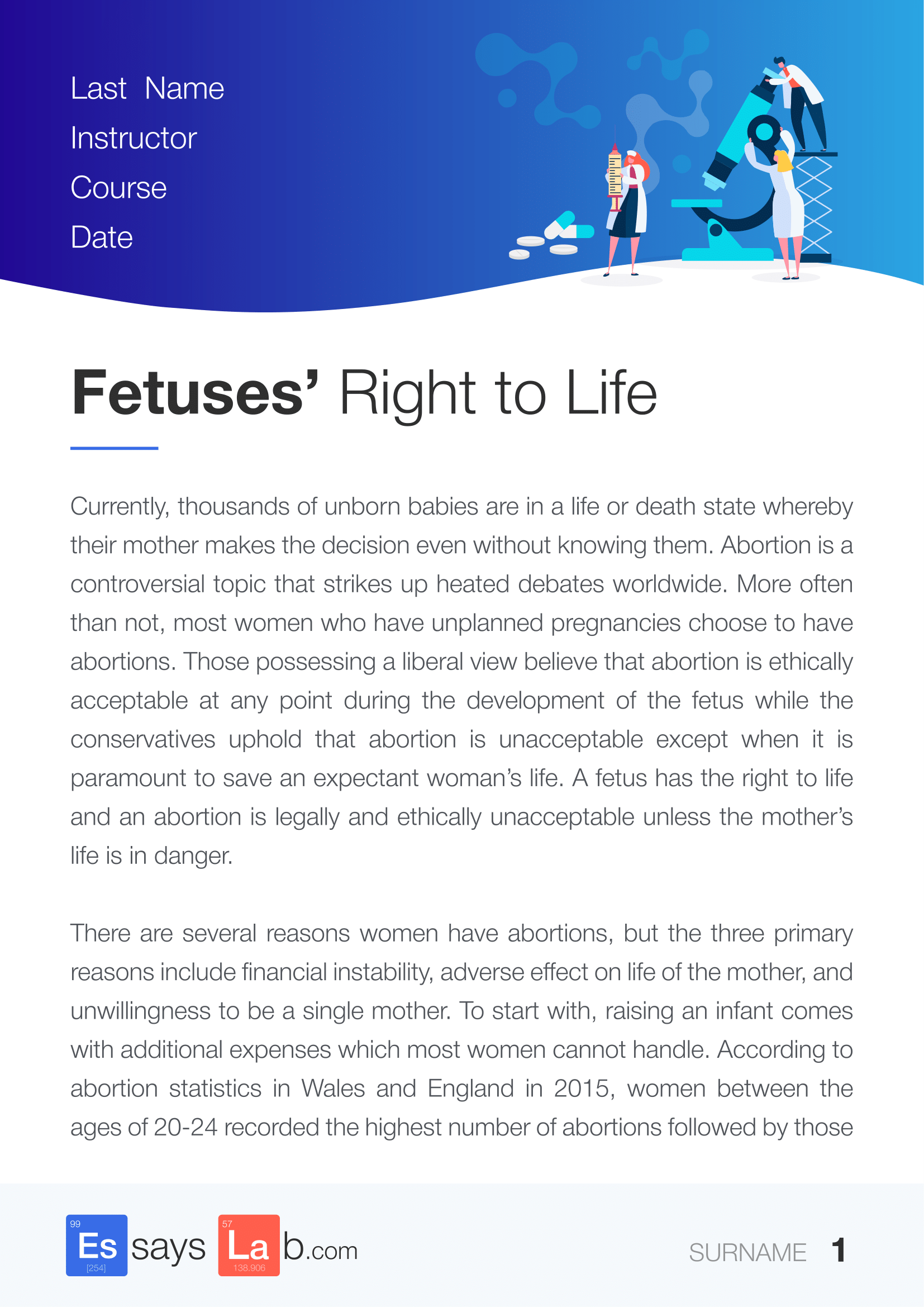 Fetuses Right to Life Sample 1