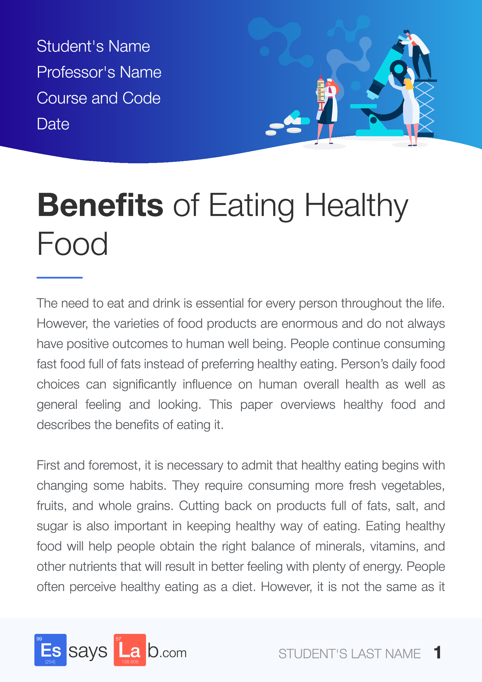 essay about eating healthy foods